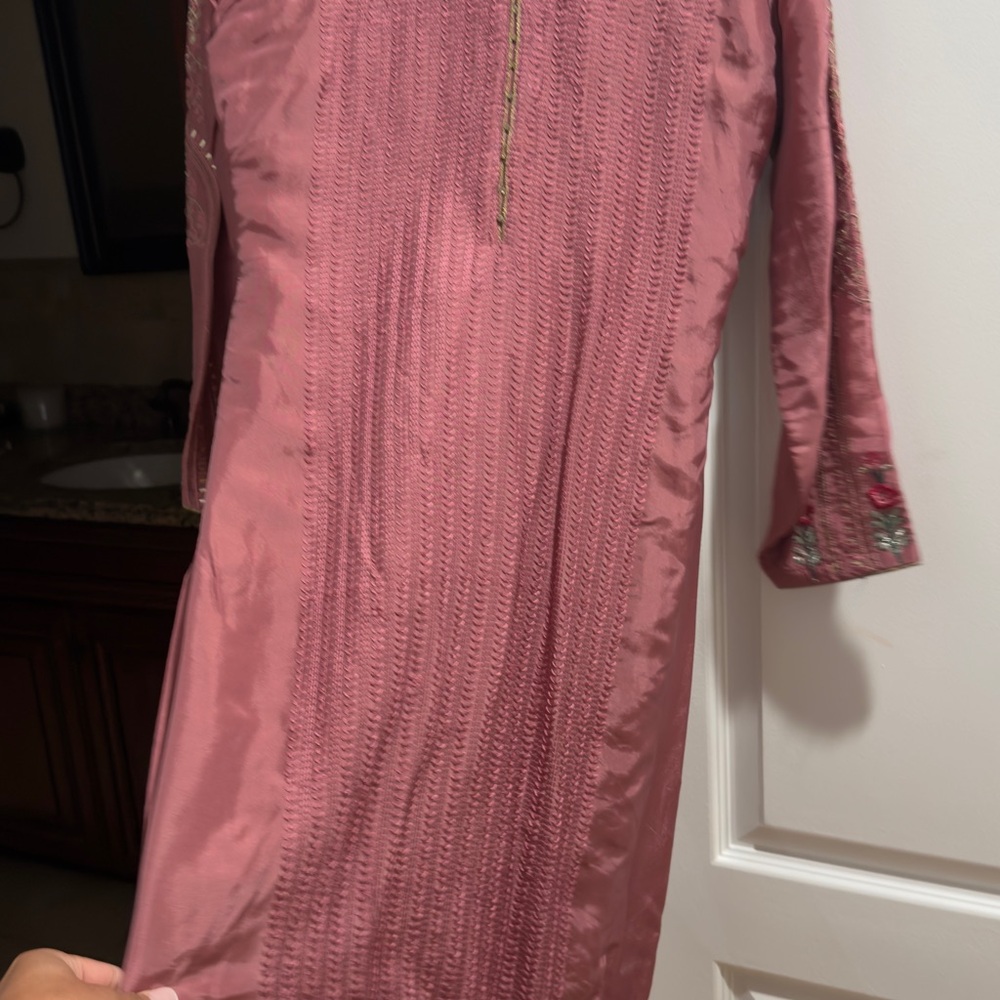 Elegant Pink Embroidered Women’s Dress